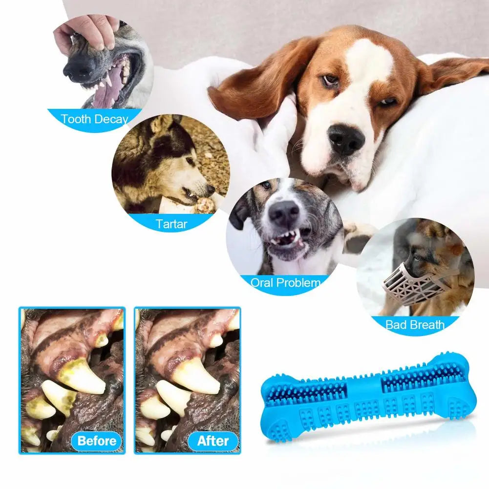 Soft Rubber Dog Toothbrushes Puppy Chew Toys Dog Brush Stick 360 Degree