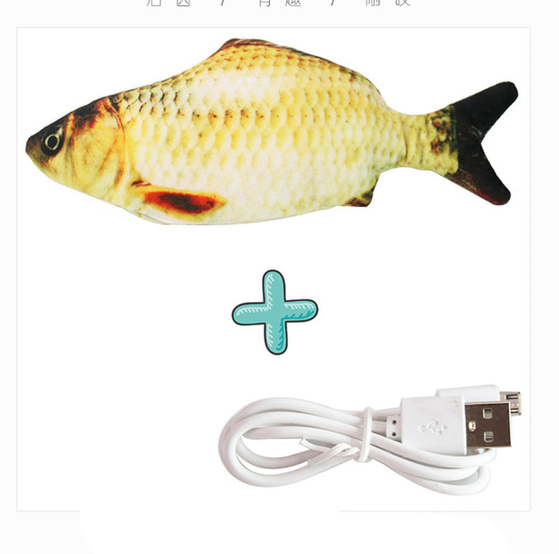 Cat USB Charger Toy Fish Interactive Electric Floppy Fish Cat Toy Realistic Pet Cats Chew Bite Toys Pet Supplies Cats Dog Toy