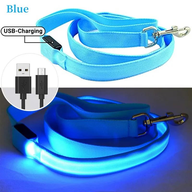 Led Pet Dog Leash Rope with Light Luminous Lead Leash USB Charging for Dog Safety Flashing Glowing Collar Harness Accessories