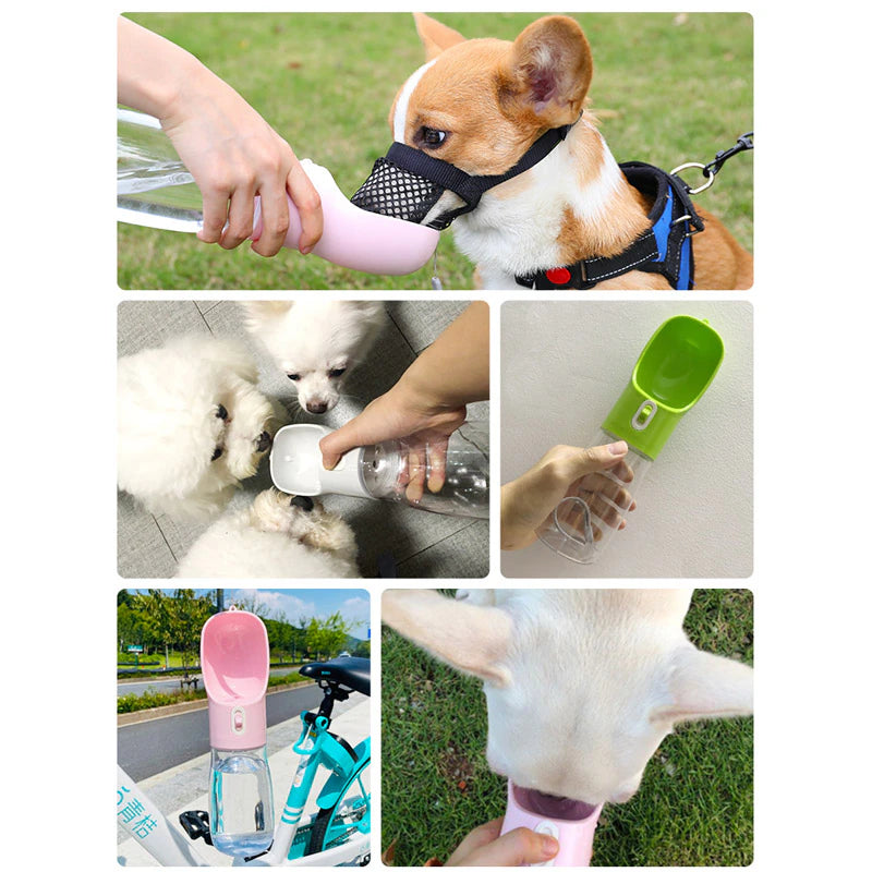 Pet Dog Water Bottle with Feeder Bowl