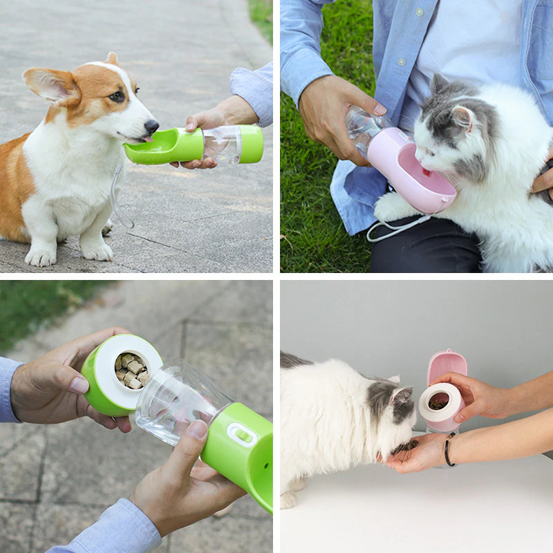 Pet Dog Water Bottle with Feeder Bowl