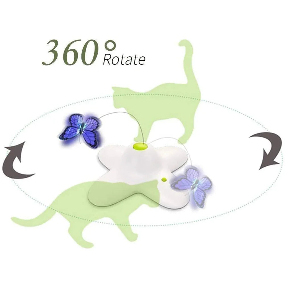 Automatic Cat Toy 360 Degree Rotating Motion Activated Butterfly Funny Toys Pet Cats Interactive Flutter Bug Puppy Flashing Toy