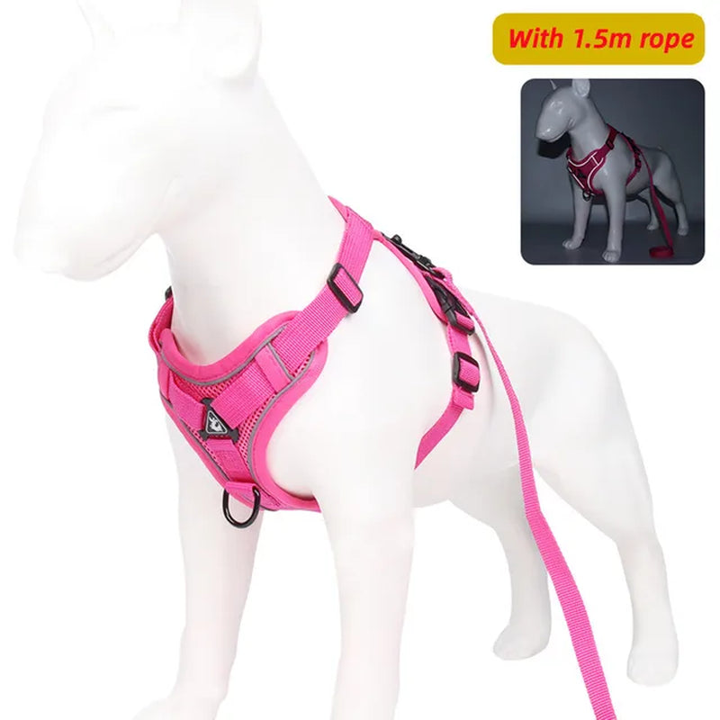 Dog Harness with 1.5M Traction Leash Set No Pull Adjustable Reflective Breathable Harness Pet Harness Vest for Small Dogs Cats