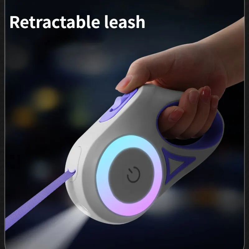 5M/3M LED Flashlight Pet Leash Retractable Lighted Night 