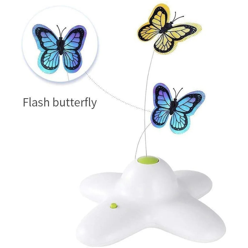 Automatic Cat Toy 360 Degree Rotating Motion Activated Butterfly Funny Toys Pet Cats Interactive Flutter Bug Puppy Flashing Toy