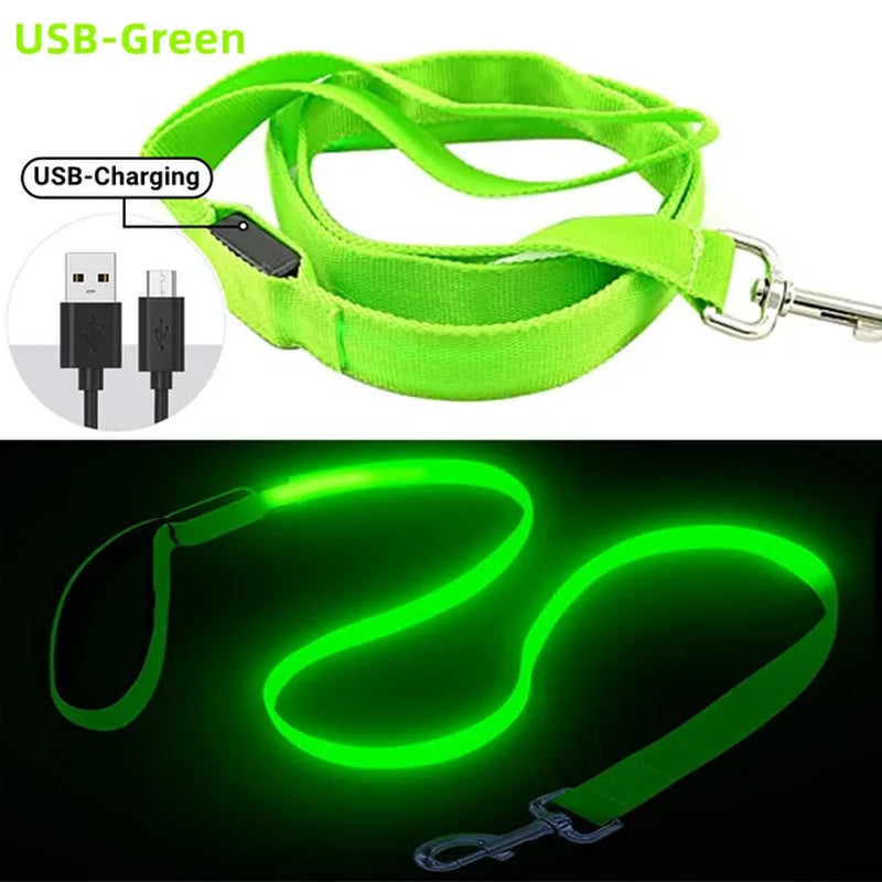 Led Pet Dog Leash Rope with Light Luminous Lead Leash USB Charging for Dog Safety Flashing Glowing Collar Harness Accessories