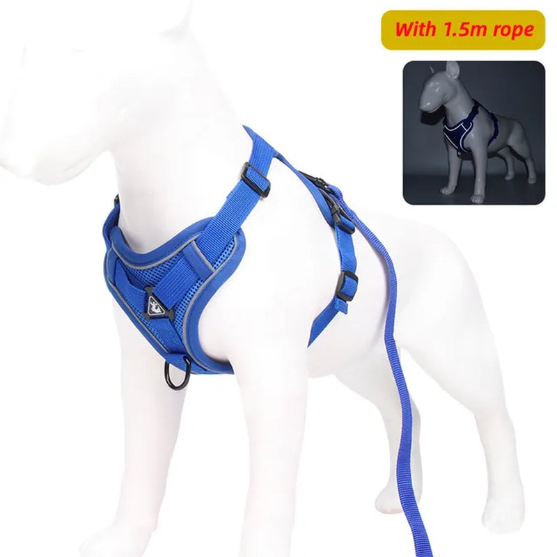 Dog Harness with 1.5M Traction Leash Set No Pull Adjustable Reflective Breathable Harness Pet Harness Vest for Small Dogs Cats