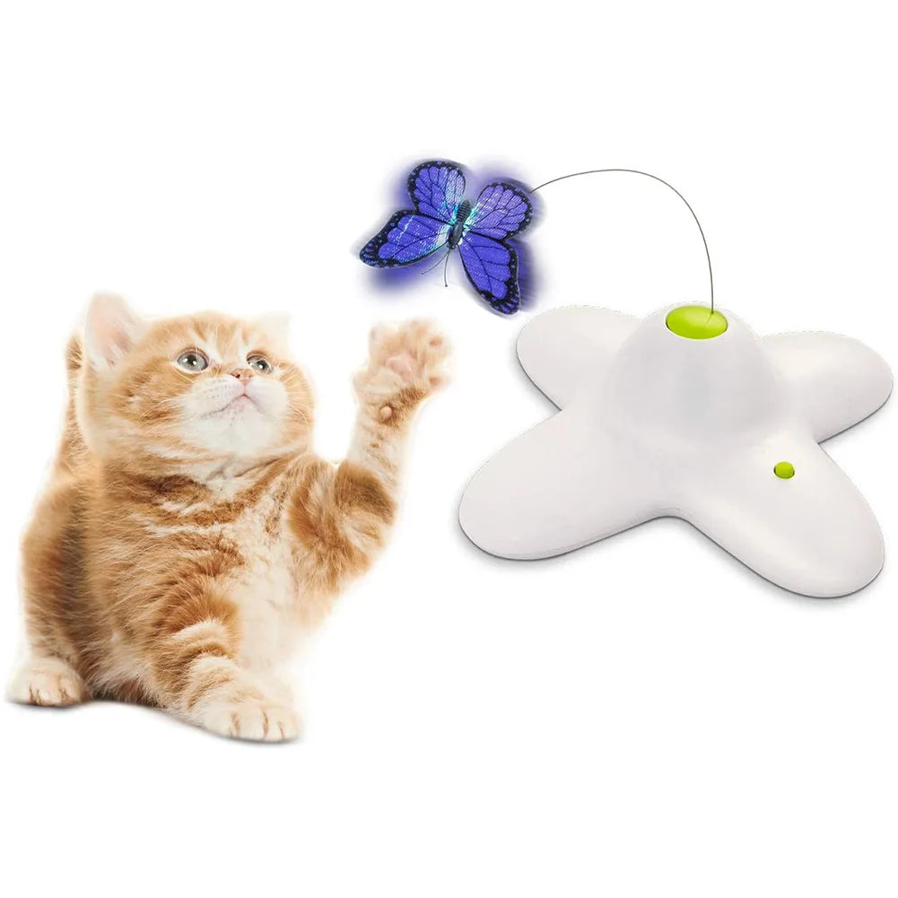 Automatic Cat Toy 360 Degree Rotating Motion Activated Butterfly Funny Toys Pet Cats Interactive Flutter Bug Puppy Flashing Toy