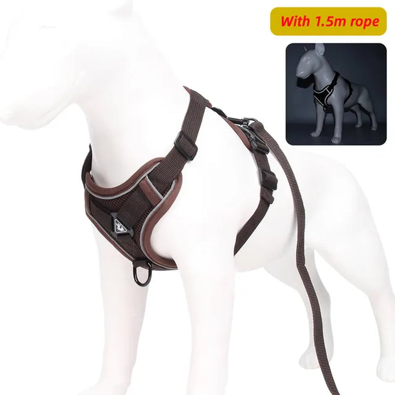 Dog Harness with 1.5M Traction Leash Set No Pull Adjustable Reflective Breathable Harness Pet Harness Vest for Small Dogs Cats