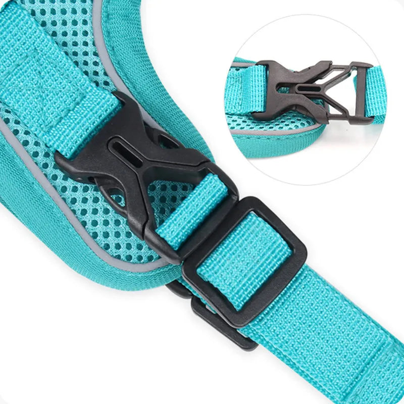 Dog Harness with 1.5M Traction Leash Set No Pull Adjustable Reflective Breathable Harness Pet Harness Vest for Small Dogs Cats