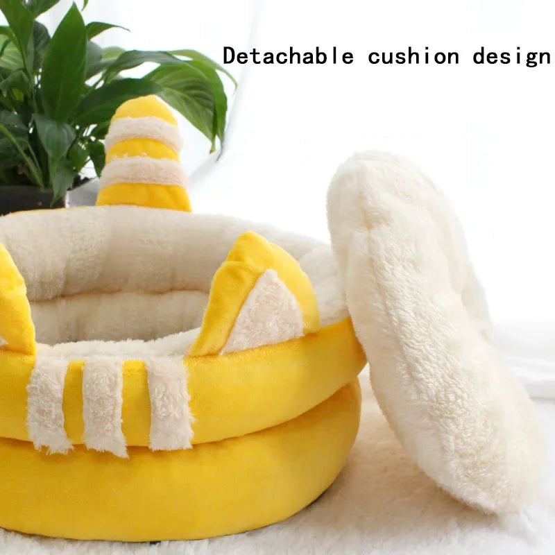 Soft Cat Ear Nest Pad, Warm Basket Cushion