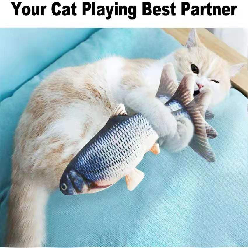 Cat USB Charger Toy Fish Interactive Electric Floppy Fish Cat Toy Realistic Pet Cats Chew Bite Toys Pet Supplies Cats Dog Toy