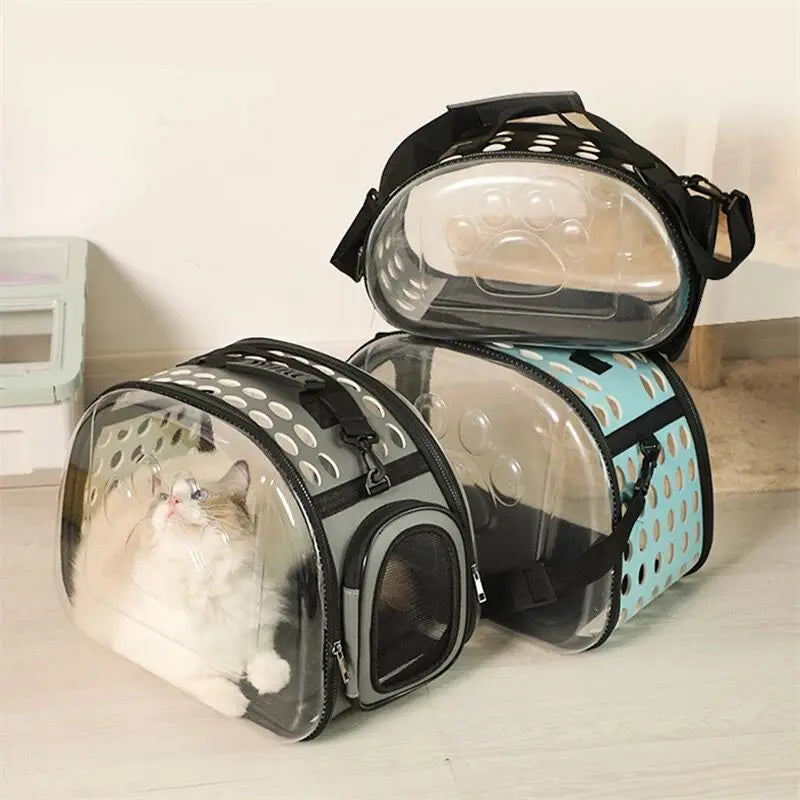 Portable Foldable Pet Dog Cat Shoulder Bag Transparent Cat Dog Carryingbag Pet Carrier Bag Handbag Pet Carrier Shoulder Bag