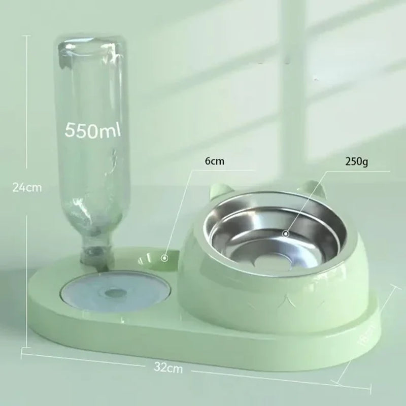 Cat Puppy Bowls Food Feed Water Dispenser Puppiest Bowl with Splash-Proof Water 3 in 1 Cats Feeder Feeding Bowl Pets Supplies